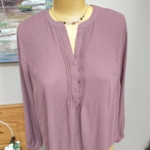 Torrid Women's Sz 1 Pintuck Button Front Blouse Casual Career Wear Mauve Pink